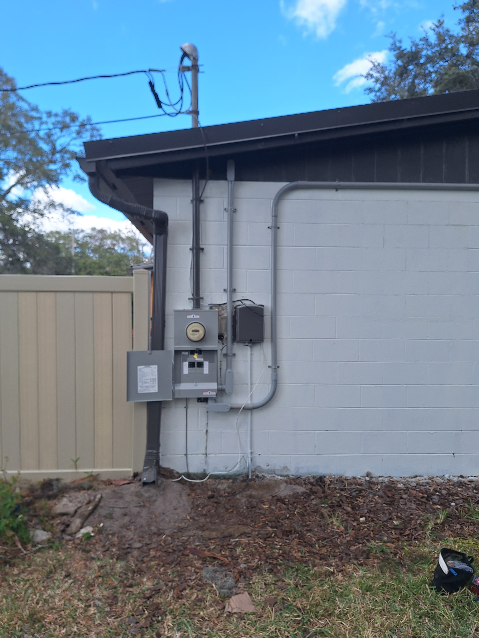Block-wall commercial service entrance