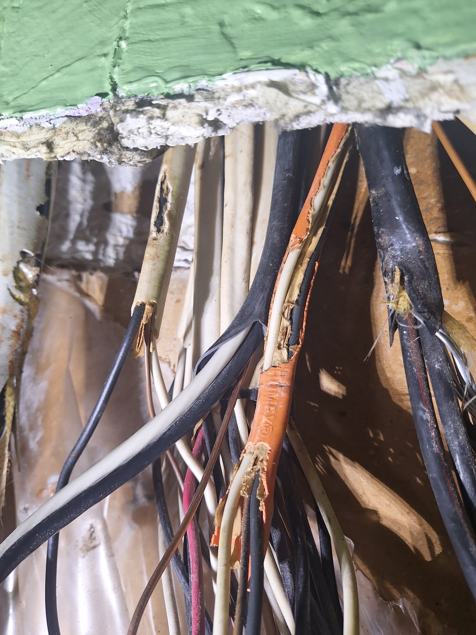 Close-up of wiring inside panel