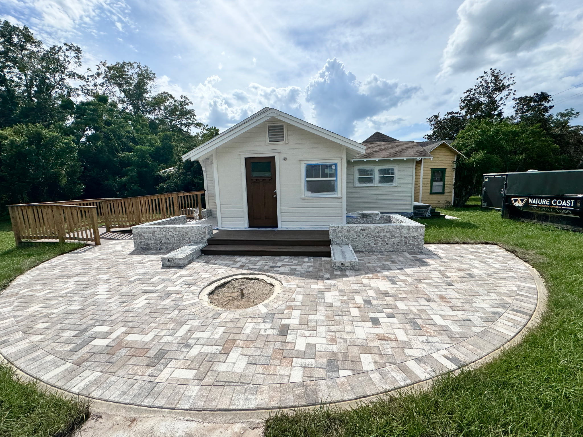 Residential exterior with paver patio